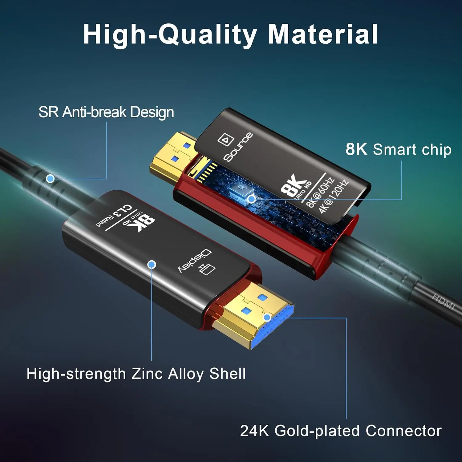 8K@60Hz 4K@120Hz HDMI 2.1 Fibe - огляд і ціна Hdmi 2.1 Cable 8K 60Hz 48Gbps Earc