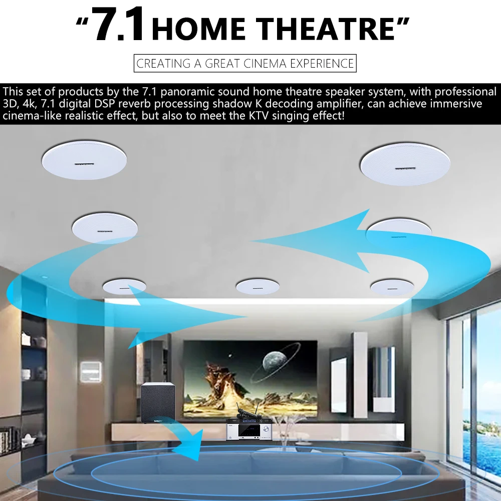 7.1 Home Theater Ceiling Speak - огляд і ціна Home Theater System 7.1 Surround Sound
