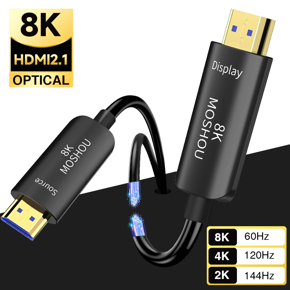 MOSHOU 8K Optical Fiber HDMI 2 - огляд і ціна Hdmi 2.1 Cable 8K 60Hz 48Gbps Earc