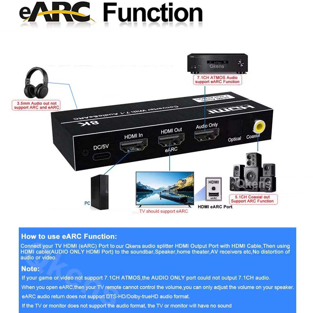 8K HDMI Audio Extractor 4K@120 - огляд і ціна Dolby Atmos Soundbar Hdmi Earc
